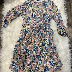 Multi color floral ruffle mini dress